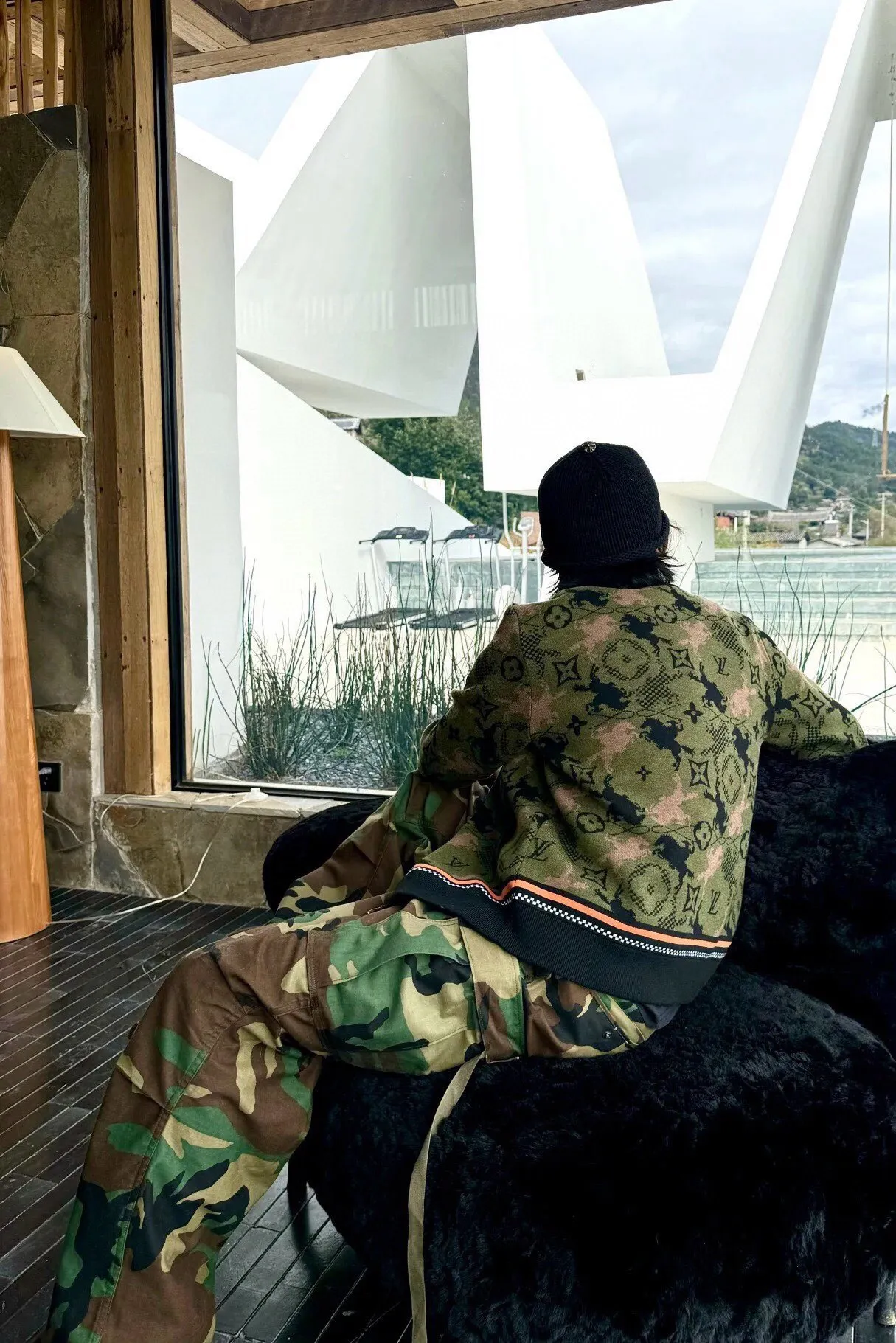Louis Vuitton/Louis Vuitton 24Fw Western denim jacquard camouflage knitted jacket